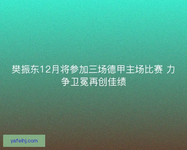 樊振东12月将参加三场德甲主场比赛 力争卫冕再创佳绩