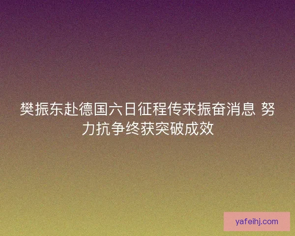 樊振东赴德国六日征程传来振奋消息 努力抗争终获突破成效
