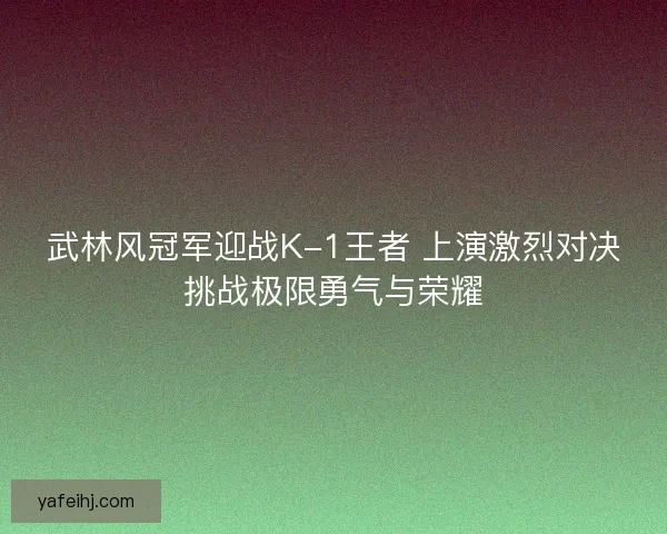 武林风冠军迎战K-1王者 上演激烈对决挑战极限勇气与荣耀