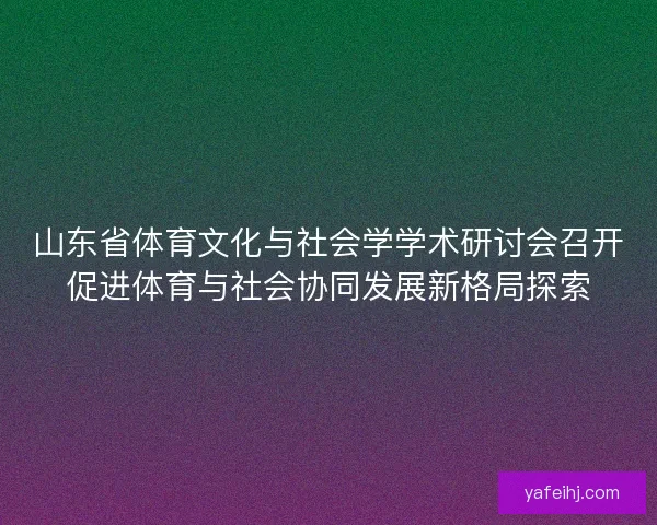 山东省体育文化与社会学学术研讨会召开促进体育与社会协同发展新格局探索 山东省体育文化与社会学学术研讨会召开促进体育与社会协同发展新格局探索